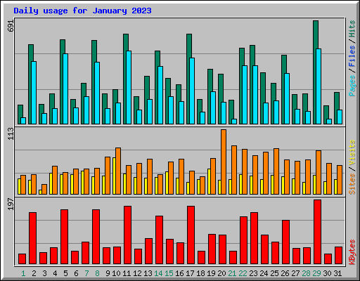 Daily usage for January 2023